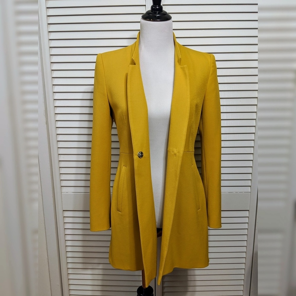 Zara Mustard Long Blazer Jacket